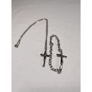 Stainless Steel Cross Bracelet Necklace Jewelry Set By Finov